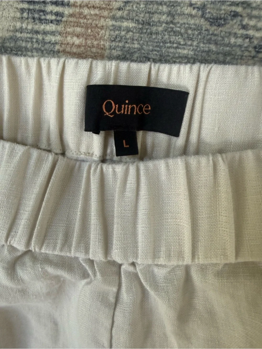Quince 100% European Linen Tapered Ankle Pants.  Color Sand. Size Large